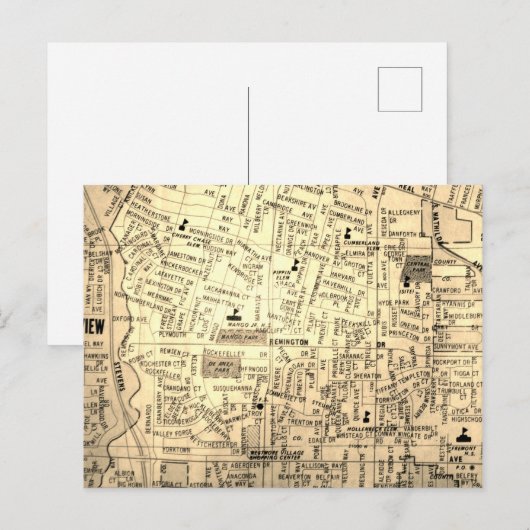 Tulsa, OK Vintag Map Postkarte (Vorne/Hinten)