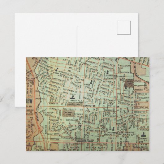 Tulsa, OK Vintag Map Postkarte (Vorne/Hinten)