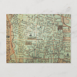 Tulsa, OK Vintag Map Postkarte