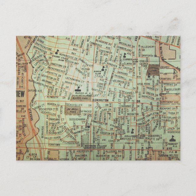 Tulsa, OK Vintag Map Postkarte (Vorderseite)