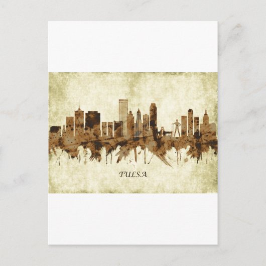 Tulsa Oklahoma Cityscape Feiertagspostkarte (Vorderseite)