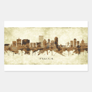 Tulsa Oklahoma Cityscape Rechteckiger Aufkleber