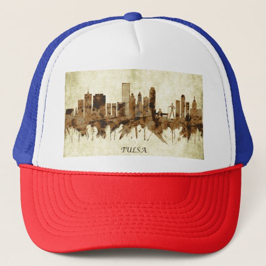 Tulsa Oklahoma Cityscape Truckerkappe (Vorderseite)