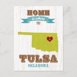 Tulsa, Oklahoma Map - Zuhause ist das Herz Postkarte