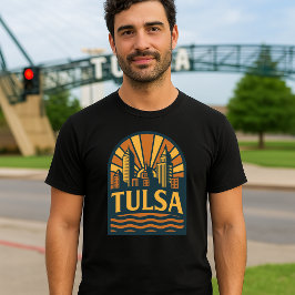 Tulsa Oklahoma Retro Art Deco Emblem T-Shirt