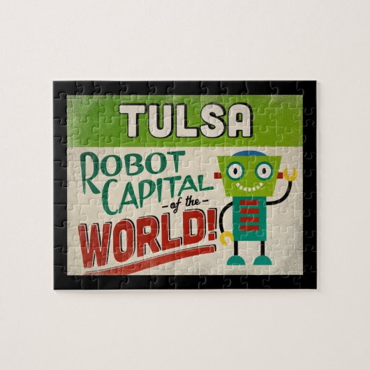 Tulsa Oklahoma Robot - Funny Vintag Puzzle (Horizontal)