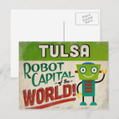 Tulsa Oklahoma Roboter - Lustige Vintage Postkarte (Vorne/Hinten)