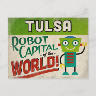 Tulsa Oklahoma Roboter - Lustige Vintage Postkarte