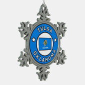Tulsa Oklahoma Schneeflocken Zinn-Ornament (Links)