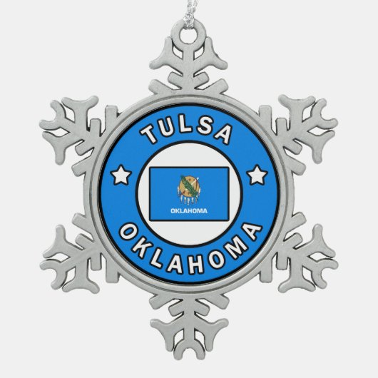 Tulsa Oklahoma Schneeflocken Zinn-Ornament (Vorderseite)