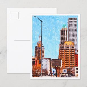 Tulsa Oklahoma Schönes Ölbild Stadt Postkarte
