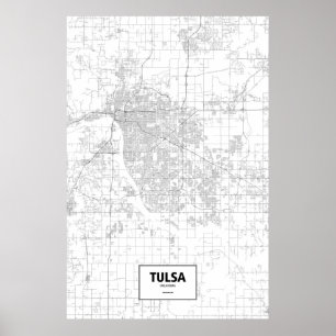 Tulsa, Oklahoma (Schwarzes auf Weiß) Poster