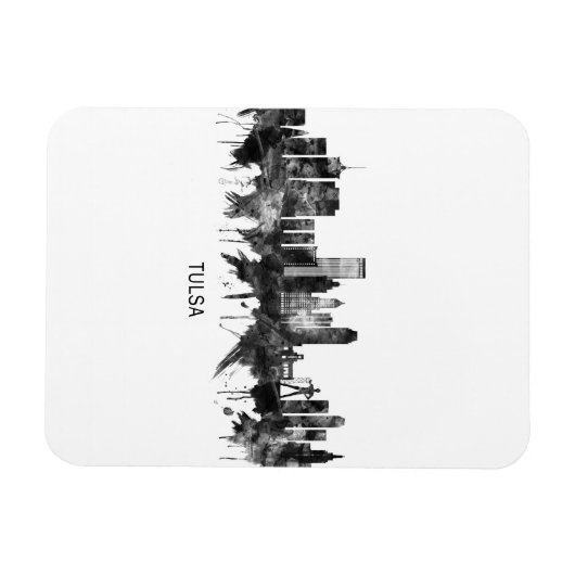 Tulsa Oklahoma Skyline BW Magnet (Horizontal)