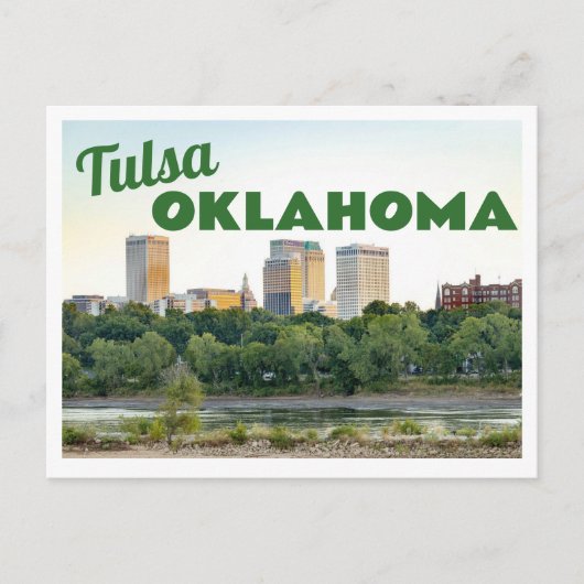 Tulsa Oklahoma Skyline mit Bäumen Postkarte (Vorderseite)