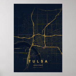 Tulsa Oklahoma stilisierter Kartendruck Poster