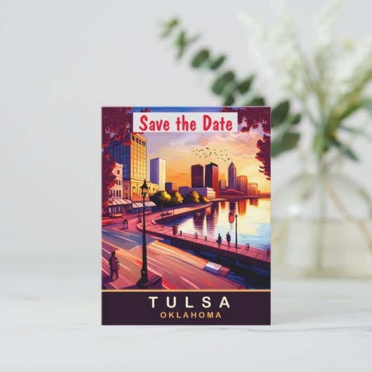 Tulsa, Oklahoma, Travel Postcard Save The Date (Stehend Vorderseite)