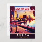 Tulsa, Oklahoma, Travel Postcard Save The Date (Vorne/Hinten)