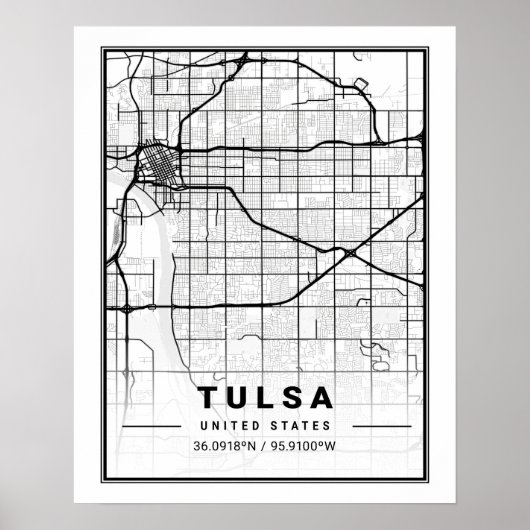 Tulsa Oklahoma USA Travel City Map Poster (Vorne)