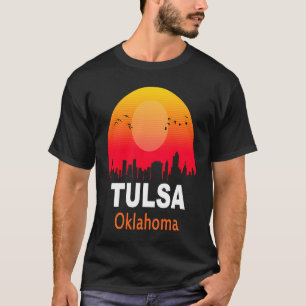 Tulsa Oklahoma Vintag Sunset Retro City Staat USA T-Shirt