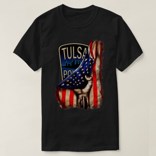 Tulsa Police Department American Flag T-Shirt (Design vorne)