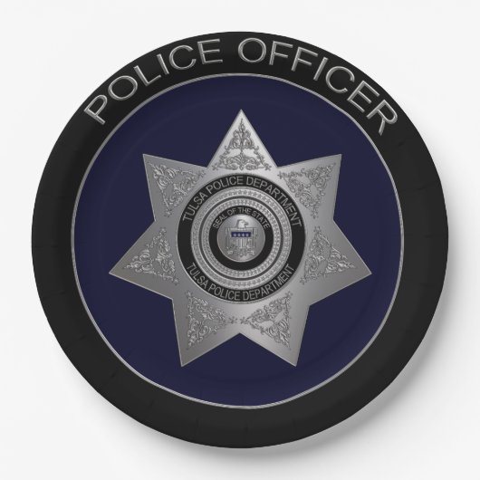 Tulsa-Police-Officer-Abzeichen-OPTION 2-PAPIER-PLA Pappteller (Vorderseite)