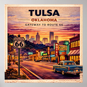 Tulsa Route 66 Vintage Reise Poster