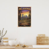 Tulsa Skyline Sonnenuntergangsillustration Poster (Küche)