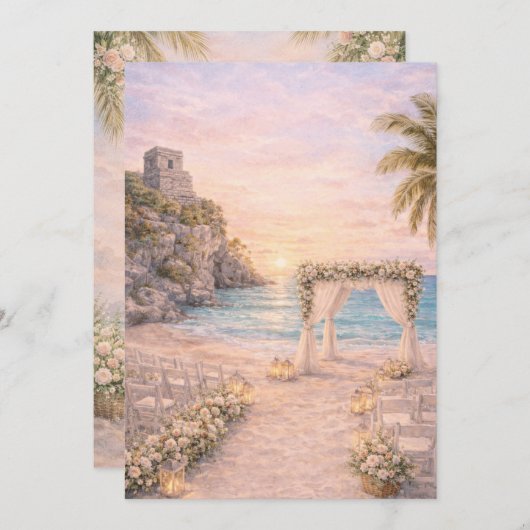 Tulum Beach Wedding Invitation | Editabe Einladung (Vorne/Hinten)