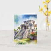 Tulum Cancun Mexico Watercolor Karte (Gelbe Blume)
