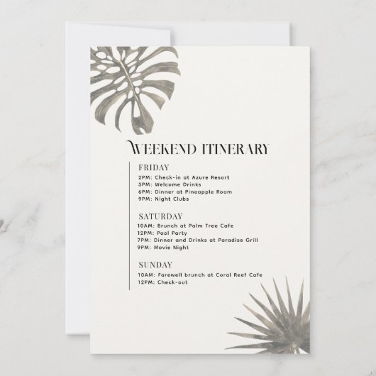 Tulum Leopard Bachelorette Wochenende Ausflug Einladung (Rückseite)