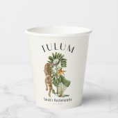 Tulum Leopard Tropical Bachelorette Wochenende Pappbecher (Vorderseite)