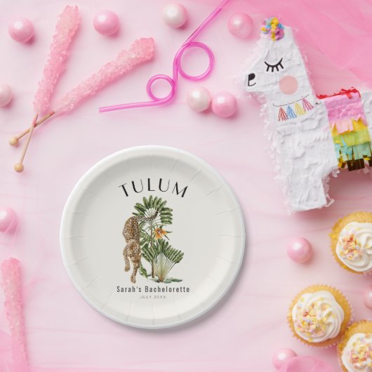 Tulum Leopard Tropical Bachelorette Wochenende Pappteller (Party)