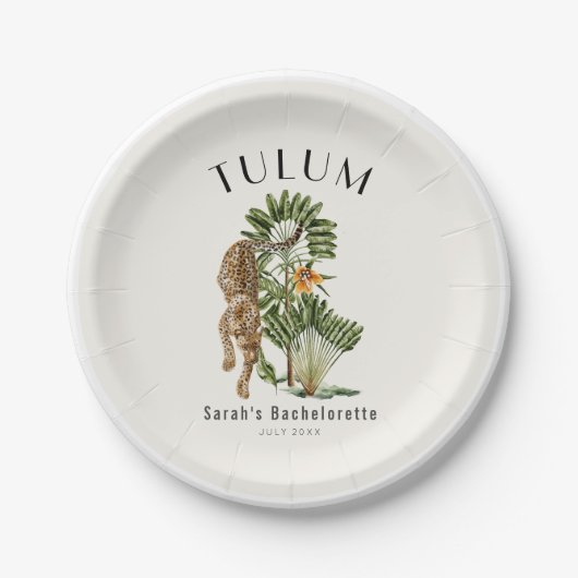 Tulum Leopard Tropical Bachelorette Wochenende Pappteller (Vorderseite)