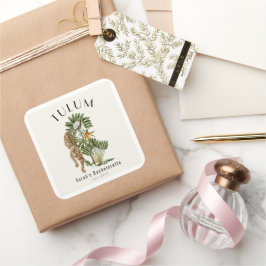 Tulum Leopard Tropical Bachelorette Wochenende Quadratischer Aufkleber