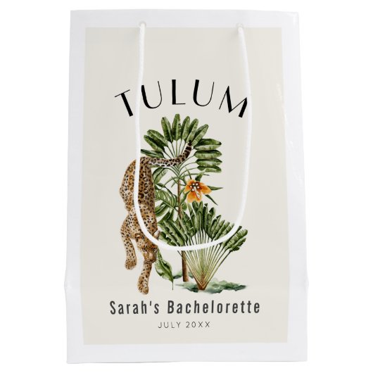 Tulum Leopard Trpopsus Bachelorette Weekend Mittlere Geschenktüte (Rückseite)