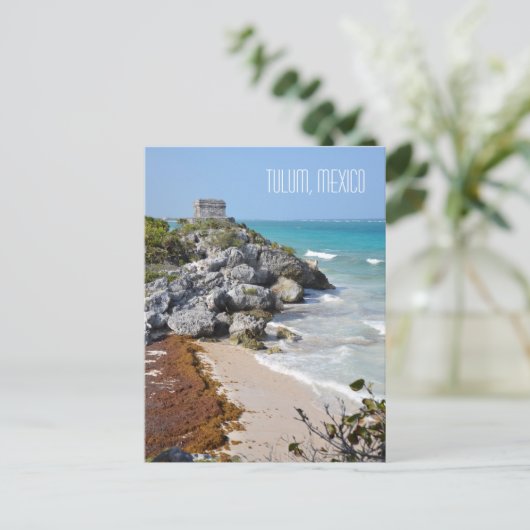 Tulum Mayan Ruins Scene Mexico Reisen Souvenir Postkarte (Stehend Vorderseite)