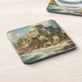 Tulum Mexico Landscape Vintage Reise Getränkeuntersetzer (Linke Seite)