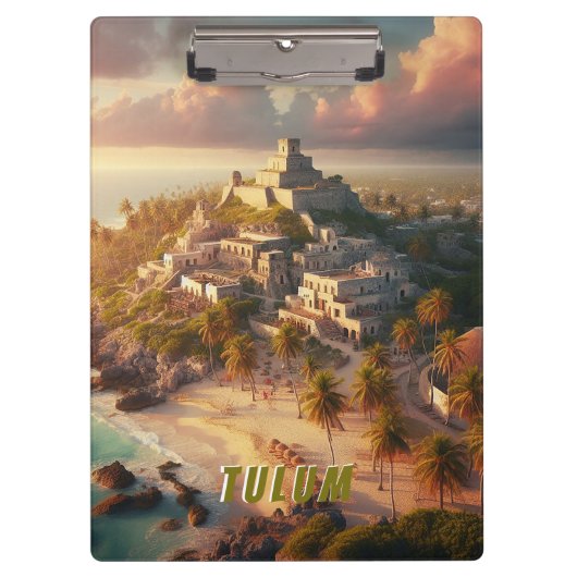 Tulum Mexico Landscape Vintage Reise Klemmbrett (Vorderseite)