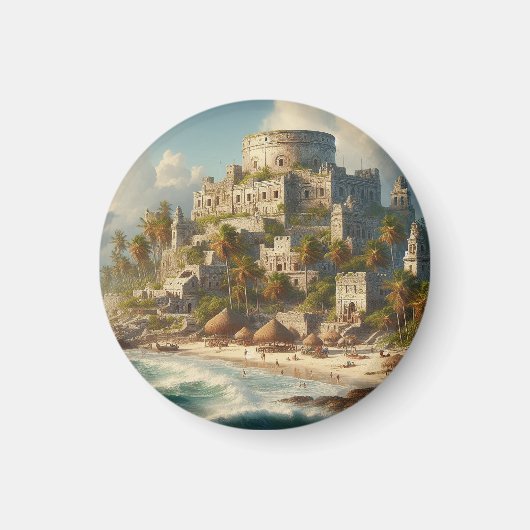 Tulum Mexico Landscape Vintage Reise Magnet (Vorne)