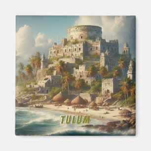 Tulum Mexico Landscape Vintage Reise Magnet