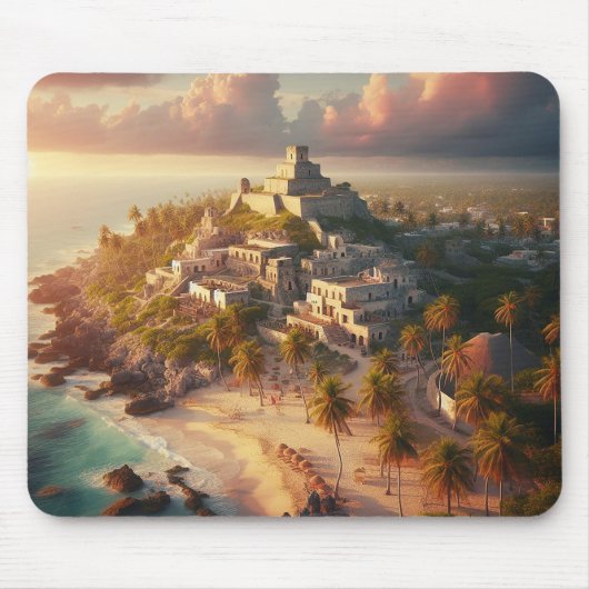 Tulum Mexico Landscape Vintage Reise Mousepad (Vorne)