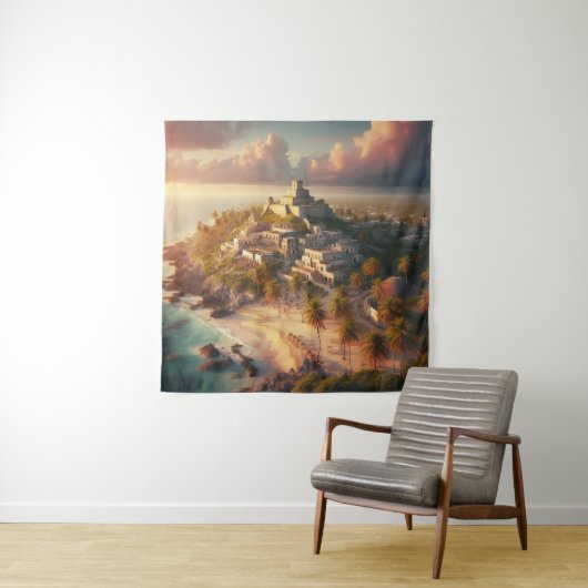Tulum Mexico Landscape Vintage Reise Wandteppich (Beispiel)