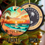 Tulum Mexico Palm Tree Vintage Reise Souvenir Keramik Ornament<br><div class="desc">Tulum Mexiko Vintag 60er Souvenirs. Tulum Beach Mexico - Retro Tropical Palm Tree 60er Souvenirs Vintages Design macht ein großartiges Weihnachts- oder Geburtstagsgeschenk für Fans des Tulum Beach. Das Retro-Sommerdesign ist ein perfektes Geschenk für Reisende und tropische Fans. Sie können diese Vorlage anpassen und ändern, indem Sie die darin enthaltenen...</div>