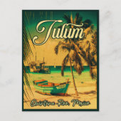 Tulum Mexico Palm Tree Vintage Reise Souvenir Postkarte (Vorderseite)