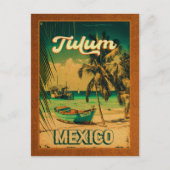 Tulum Mexico Palm Tree Vintage Reise Souvenir Postkarte (Vorderseite)