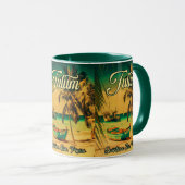 Tulum Mexico Palm Tree Vintage Reise Souvenir Tasse (VorderseiteRechts)