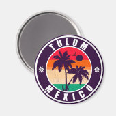 Tulum Mexico Palm Trees Vintage Reise Souvenirs Magnet (Vorderseite/Rückseite)