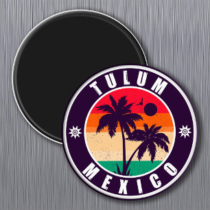 Tulum Mexico Palmen Vintage Reisemitbringsel Magnet