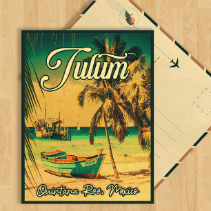 Tulum Mexico Palmenbaum Vintage Reisemitbringsel Postkarte
