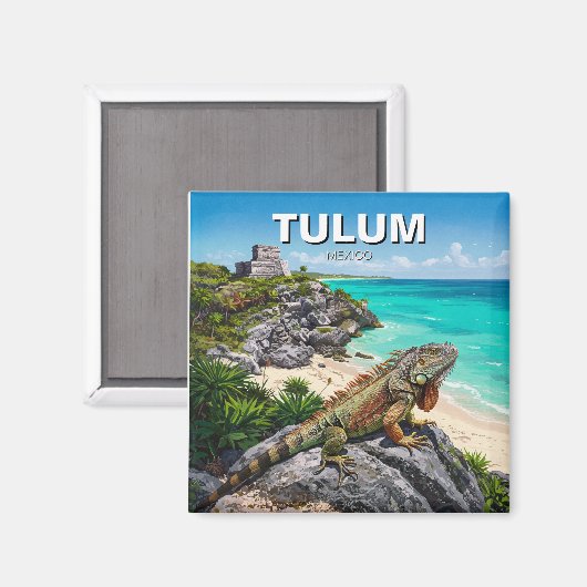 Tulum Mexico Reise Iguana Magnet (Vorderseite/Rückseite)